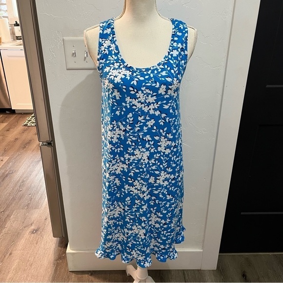 Draper James Blue White Floral Ruffle Dress S/M - Picture 3 of 12